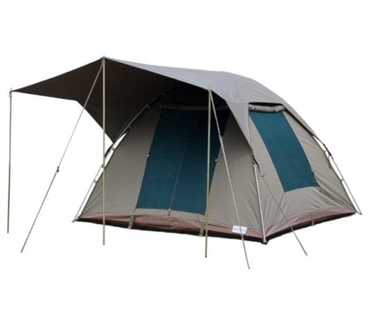 FALKSON Adventurer 5 Plus | 4 man tent | 3x3m Bow tent with a veranda | All weather canvas camping tent