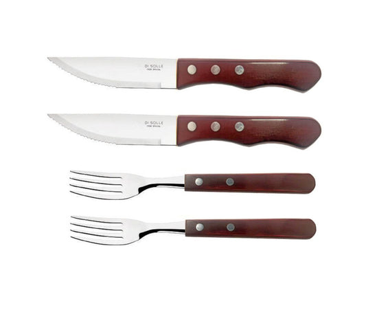 Di Solle SolleWood Jumbo Steak Knife and Fork Set 4 Piece