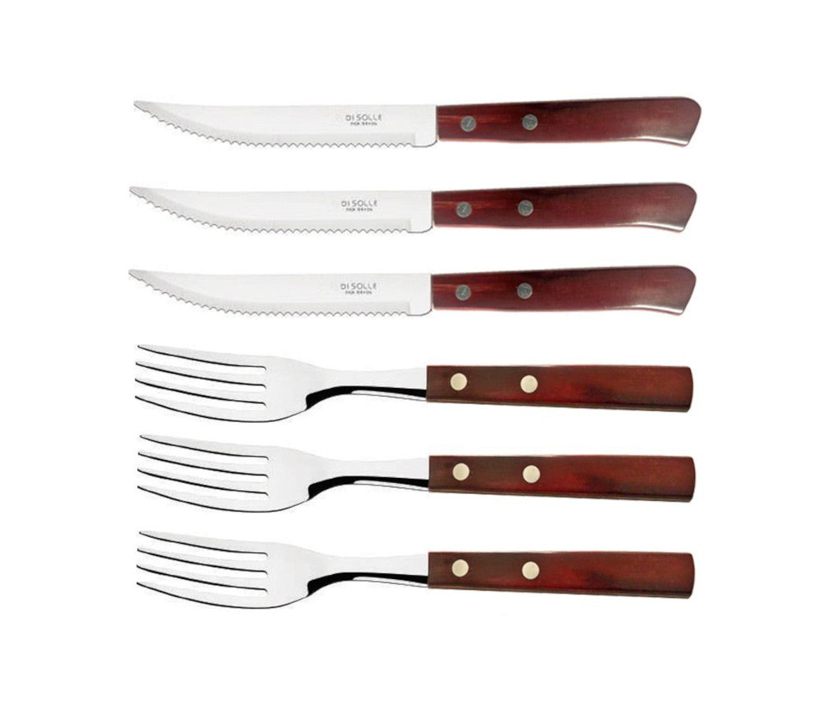 Di Solle SolleWood Serrated Steak Knife and Fork Set 12 Piece